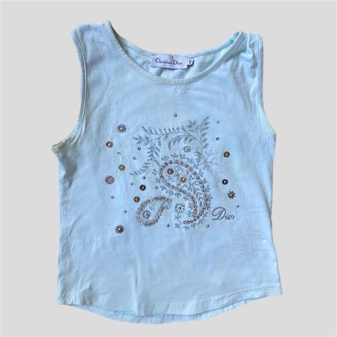 dior baby blue top|Authentic Baby Blue Christian Dior Paisley “Dior” Sleeveless Top.